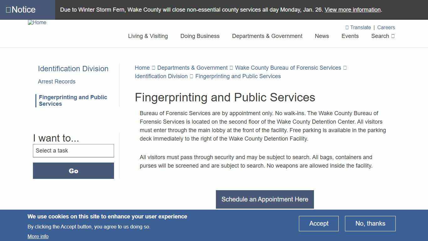 Fingerprinting and Public Services Wake County Government